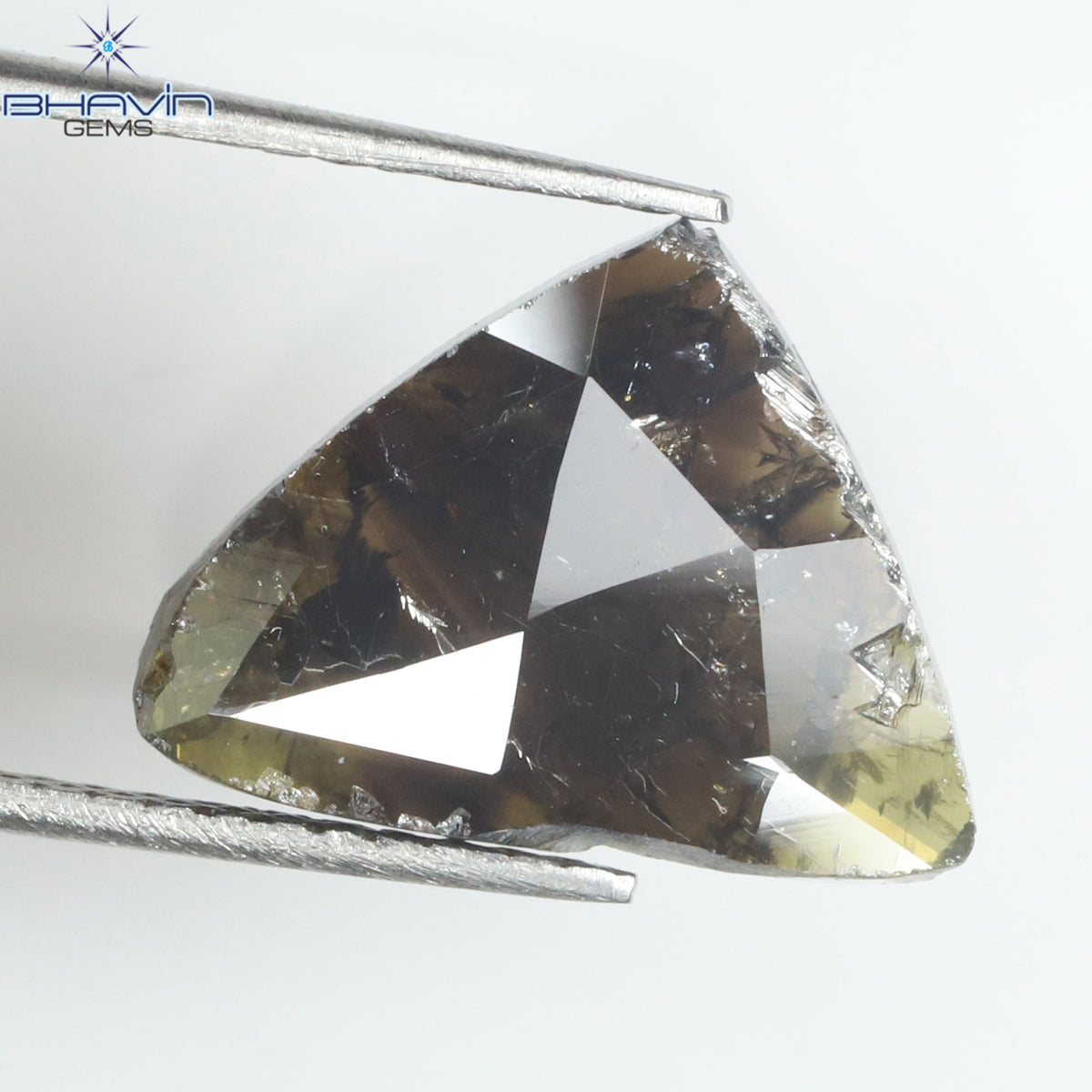 3.36 CT ペア スライス シェイプ ナチュラル ダイヤモンド ソルト アンド ペッパー カラー I3 クラリティ (15.82 MM)