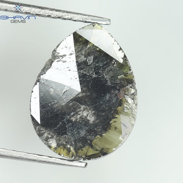 3.36 CT ペア スライス シェイプ ナチュラル ダイヤモンド ソルト アンド ペッパー カラー I3 クラリティ (15.82 MM)