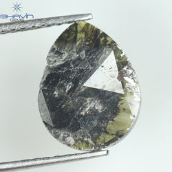 3.36 CT ペア スライス シェイプ ナチュラル ダイヤモンド ソルト アンド ペッパー カラー I3 クラリティ (15.82 MM)