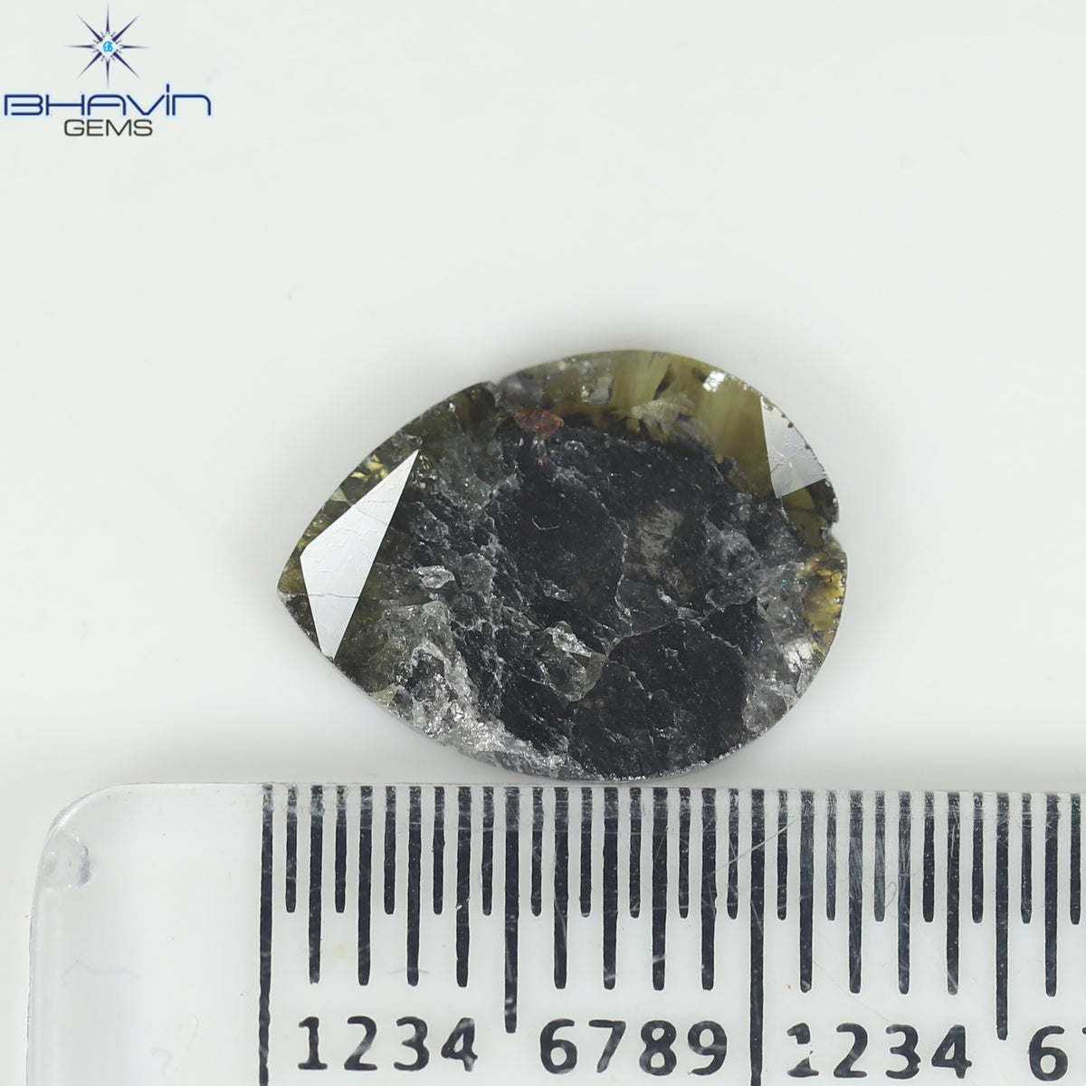 3.36 CT ペア スライス シェイプ ナチュラル ダイヤモンド ソルト アンド ペッパー カラー I3 クラリティ (15.82 MM)