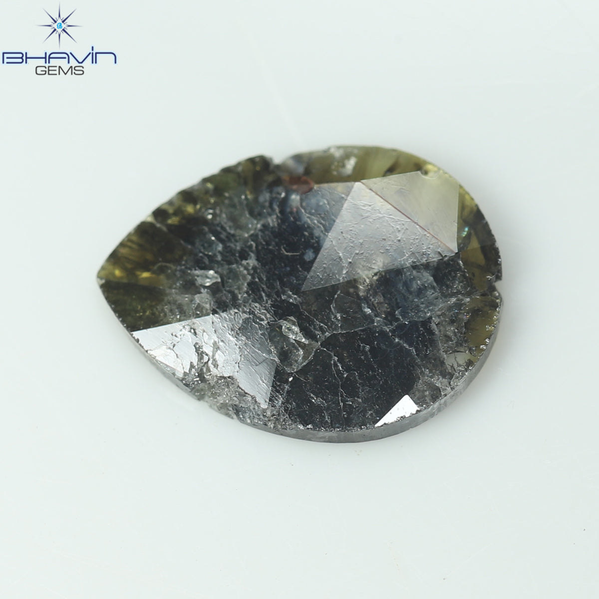 3.36 CT ペア スライス シェイプ ナチュラル ダイヤモンド ソルト アンド ペッパー カラー I3 クラリティ (15.82 MM)