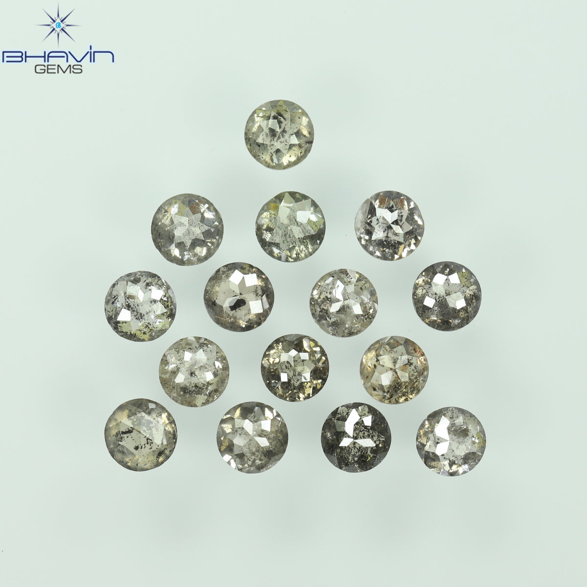 0.55 CT/7 個 ラウンド ローズ カット シェイプ ナチュラル ルース ダイヤモンド ソルト アンド ペッパー カラー I3 クラリティ (3.26 MM)