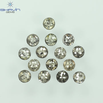 0.55 CT/7 個 ラウンド ローズ カット シェイプ ナチュラル ルース ダイヤモンド ソルト アンド ペッパー カラー I3 クラリティ (3.26 MM)
