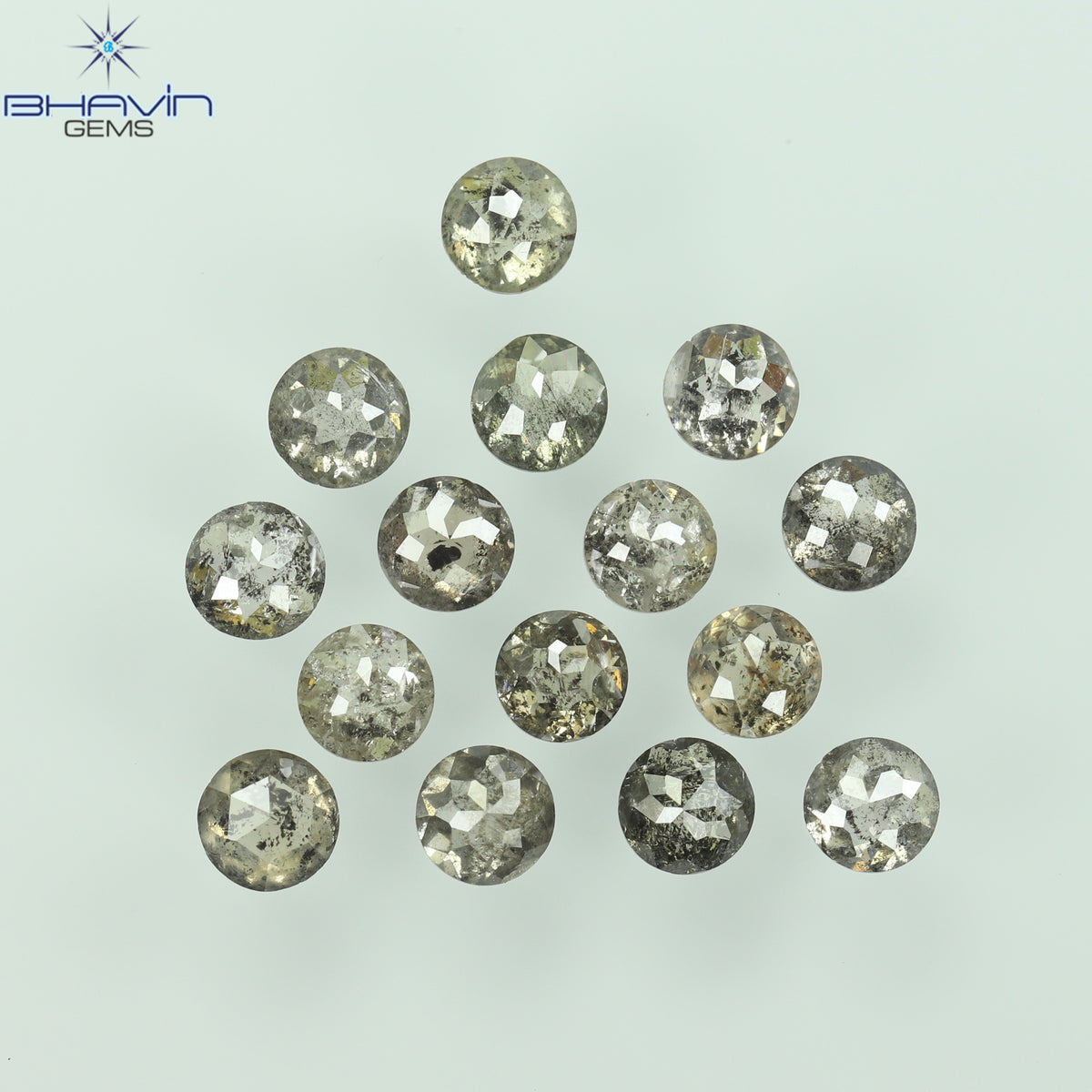0.55 CT/7 個 ラウンド ローズ カット シェイプ ナチュラル ルース ダイヤモンド ソルト アンド ペッパー カラー I3 クラリティ (3.26 MM)
