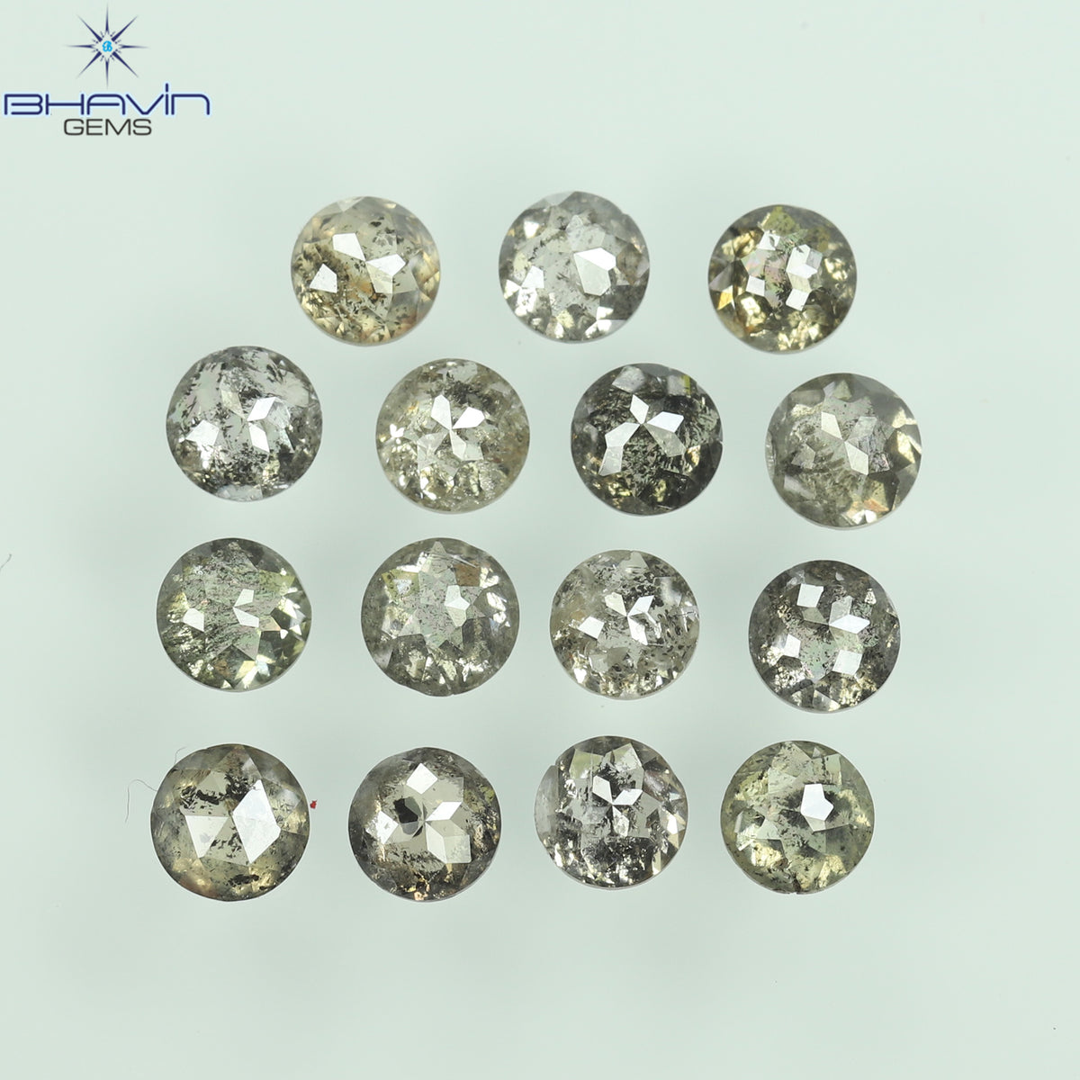 0.55 CT/7 個 ラウンド ローズ カット シェイプ ナチュラル ルース ダイヤモンド ソルト アンド ペッパー カラー I3 クラリティ (3.26 MM)
