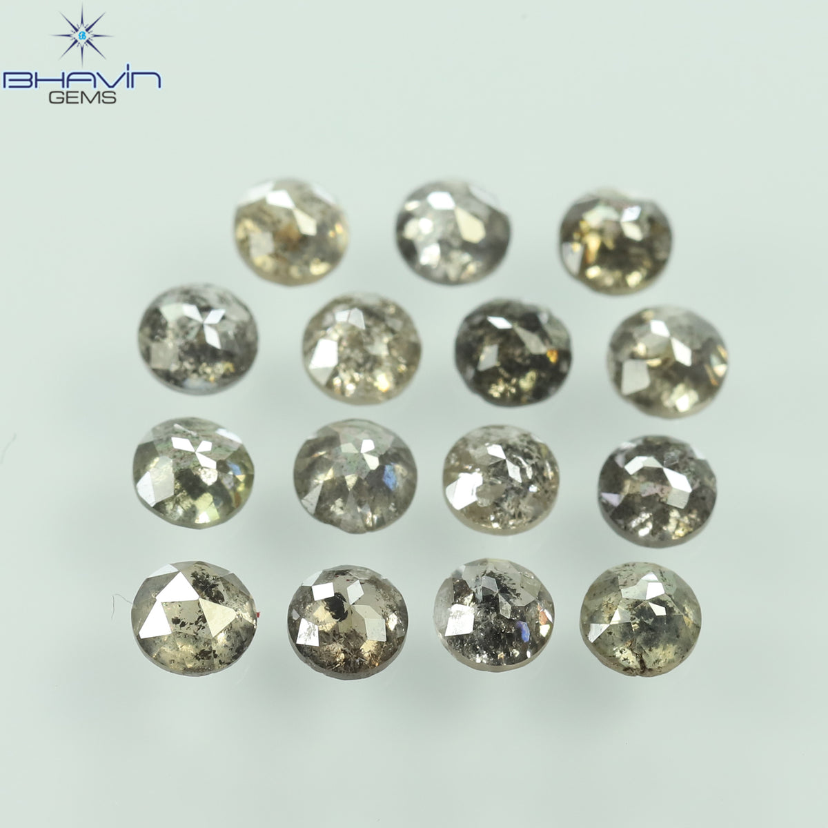 0.55 CT/7 個 ラウンド ローズ カット シェイプ ナチュラル ルース ダイヤモンド ソルト アンド ペッパー カラー I3 クラリティ (3.26 MM)