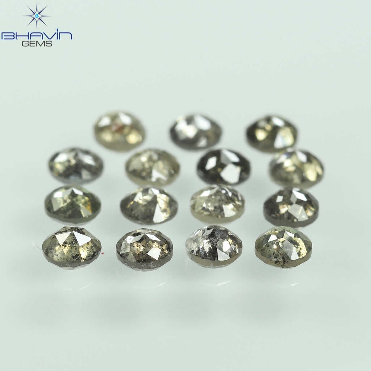 0.55 CT/7 個 ラウンド ローズ カット シェイプ ナチュラル ルース ダイヤモンド ソルト アンド ペッパー カラー I3 クラリティ (3.26 MM)
