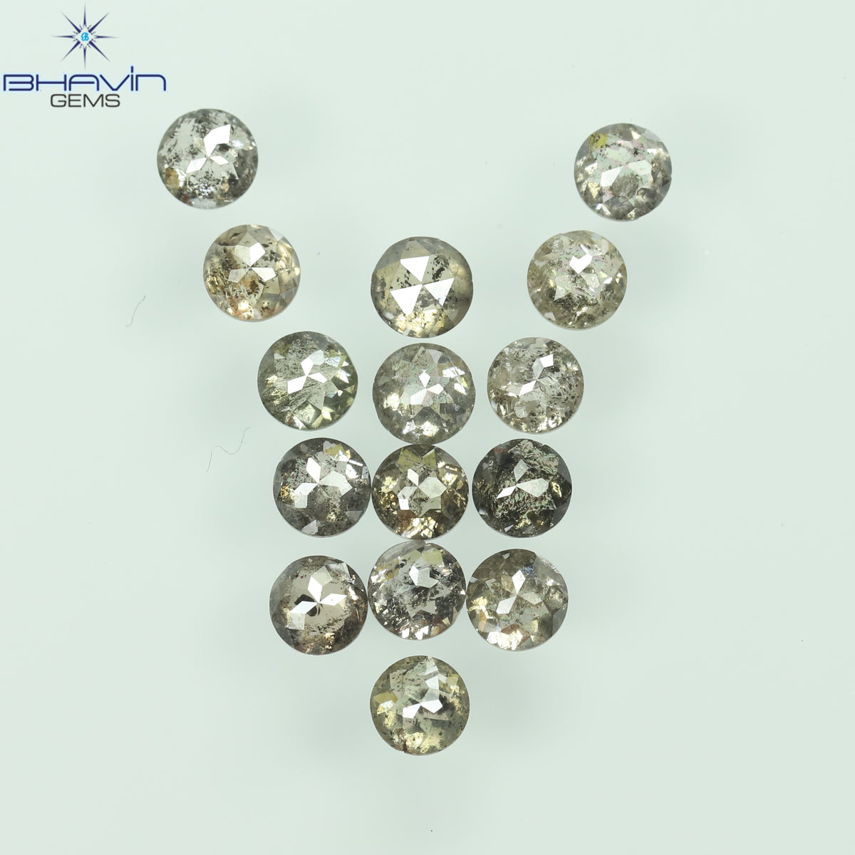0.55 CT/7 個 ラウンド ローズ カット シェイプ ナチュラル ルース ダイヤモンド ソルト アンド ペッパー カラー I3 クラリティ (3.26 MM)