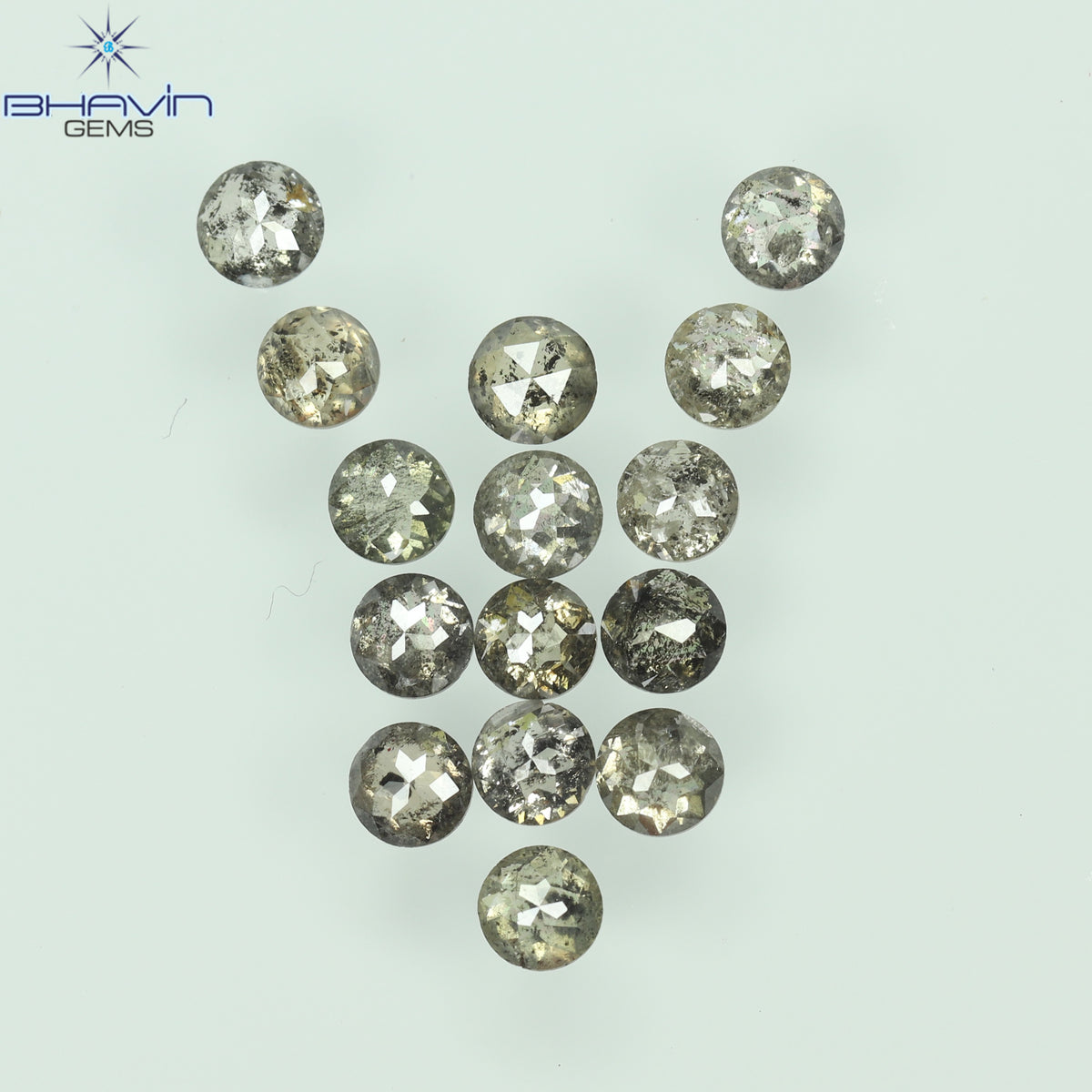 0.55 CT/7 個 ラウンド ローズ カット シェイプ ナチュラル ルース ダイヤモンド ソルト アンド ペッパー カラー I3 クラリティ (3.26 MM)