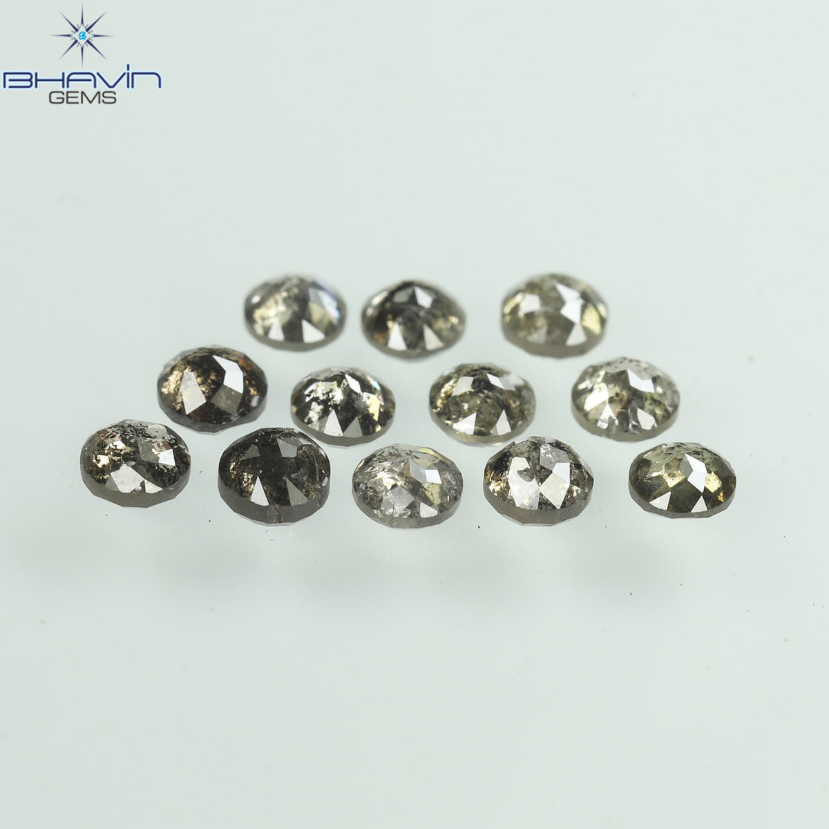 0.55 CT/7 個 ラウンド ローズ カット シェイプ ナチュラル ルース ダイヤモンド ソルト アンド ペッパー カラー I3 クラリティ (3.26 MM)