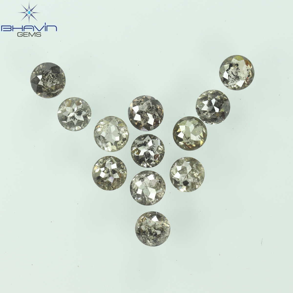 0.55 CT/7 個 ラウンド ローズ カット シェイプ ナチュラル ルース ダイヤモンド ソルト アンド ペッパー カラー I3 クラリティ (3.26 MM)