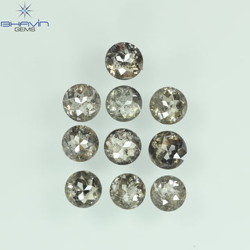 0.55 CT/7 個 ラウンド ローズ カット シェイプ ナチュラル ルース ダイヤモンド ソルト アンド ペッパー カラー I3 クラリティ (3.26 MM)