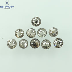 1.91 CT/10 Pcs Round Rose Cut Shape Natural Loose Diamond Salt And Pepper Color I3 Clarity (3.44 MM)