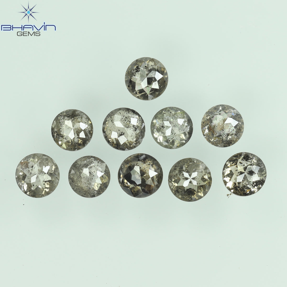 0.55 CT/7 個 ラウンド ローズ カット シェイプ ナチュラル ルース ダイヤモンド ソルト アンド ペッパー カラー I3 クラリティ (3.26 MM)