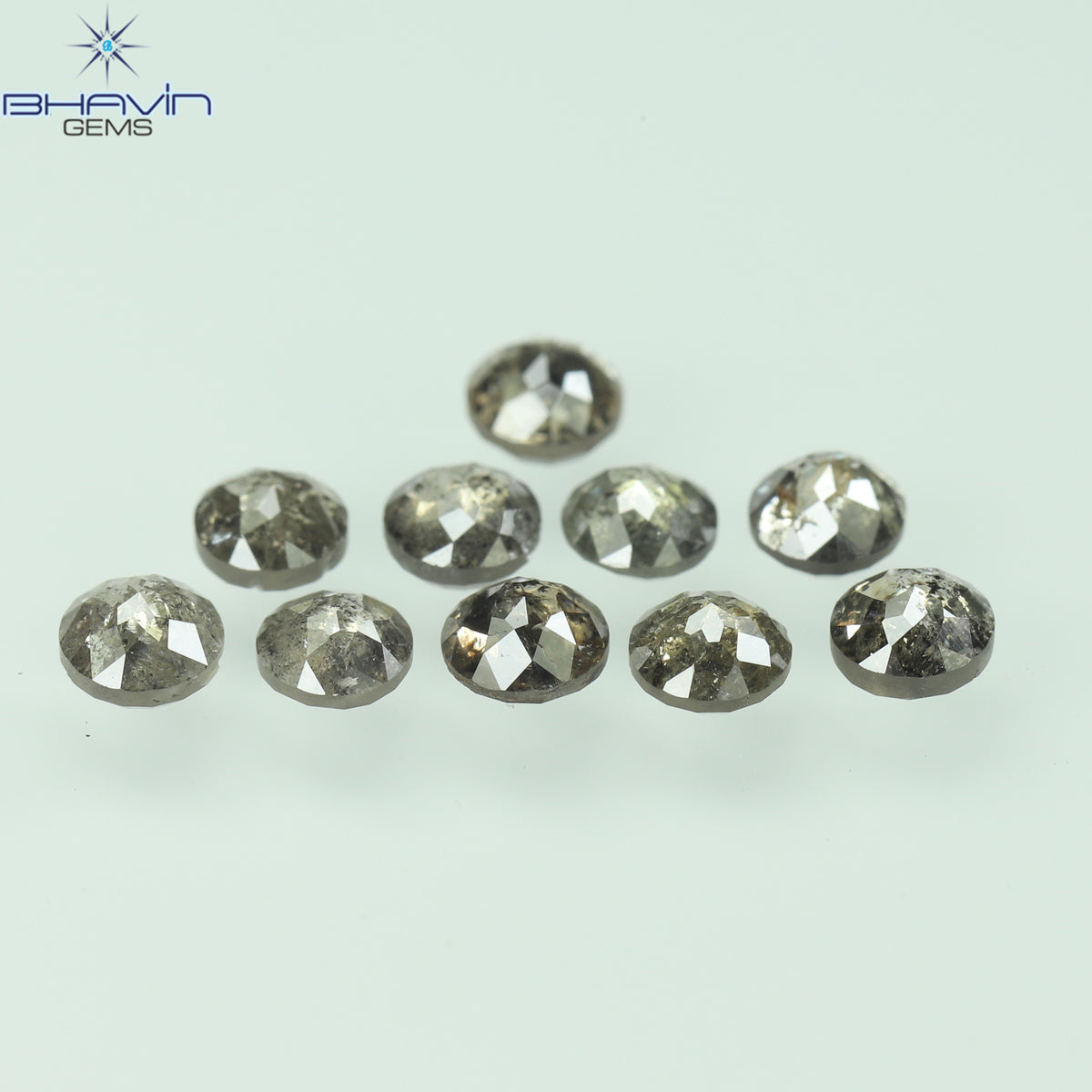 0.55 CT/7 個 ラウンド ローズ カット シェイプ ナチュラル ルース ダイヤモンド ソルト アンド ペッパー カラー I3 クラリティ (3.26 MM)