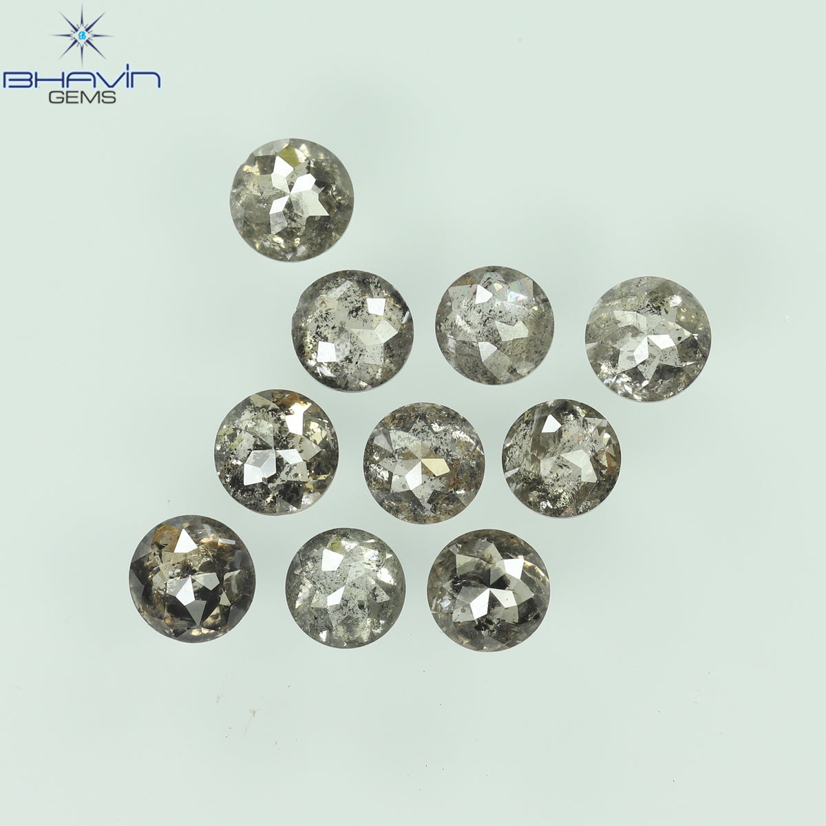 0.55 CT/7 個 ラウンド ローズ カット シェイプ ナチュラル ルース ダイヤモンド ソルト アンド ペッパー カラー I3 クラリティ (3.26 MM)