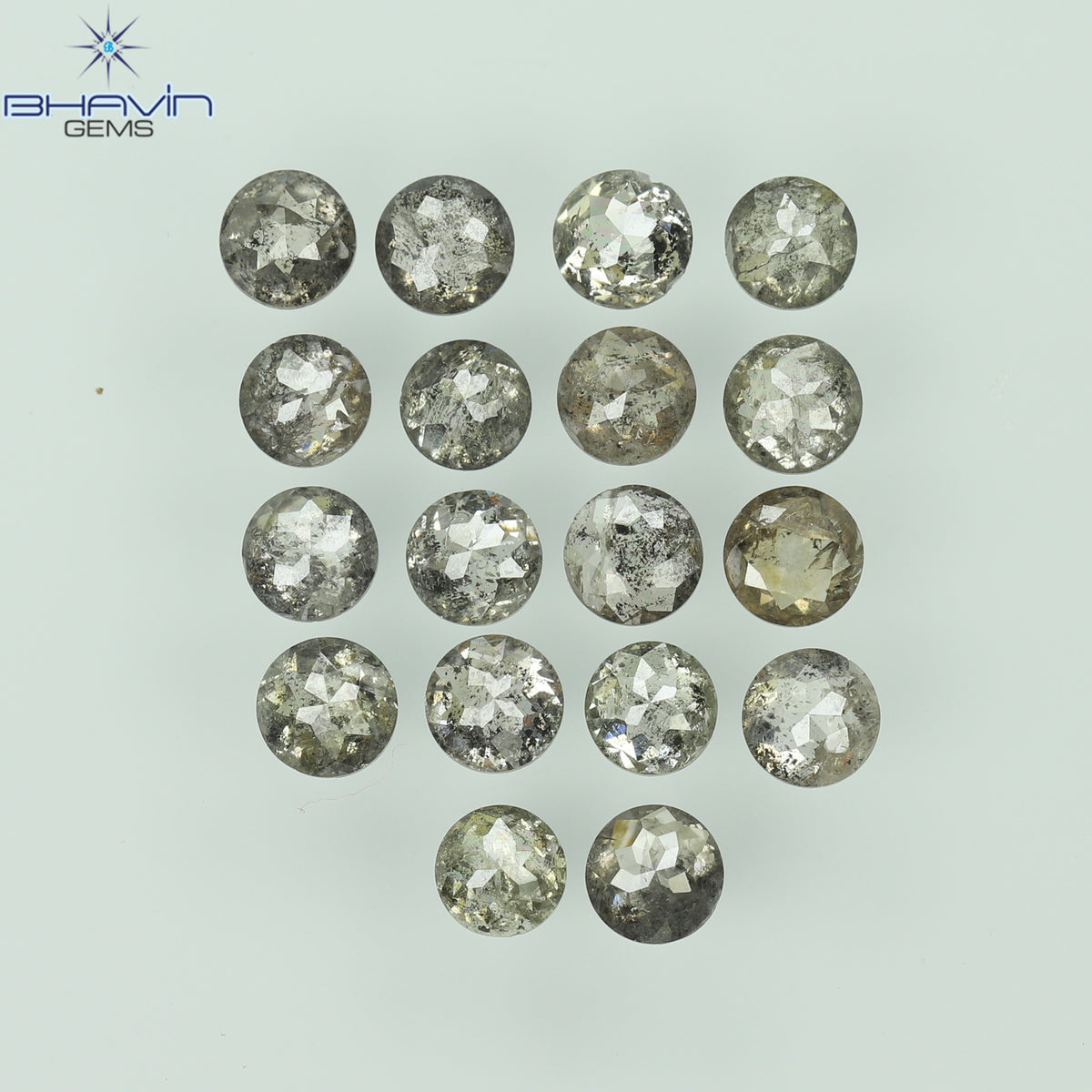 0.55 CT/7 個 ラウンド ローズ カット シェイプ ナチュラル ルース ダイヤモンド ソルト アンド ペッパー カラー I3 クラリティ (3.26 MM)