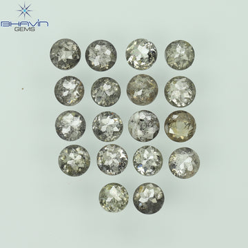 0.55 CT/7 個 ラウンド ローズ カット シェイプ ナチュラル ルース ダイヤモンド ソルト アンド ペッパー カラー I3 クラリティ (3.26 MM)