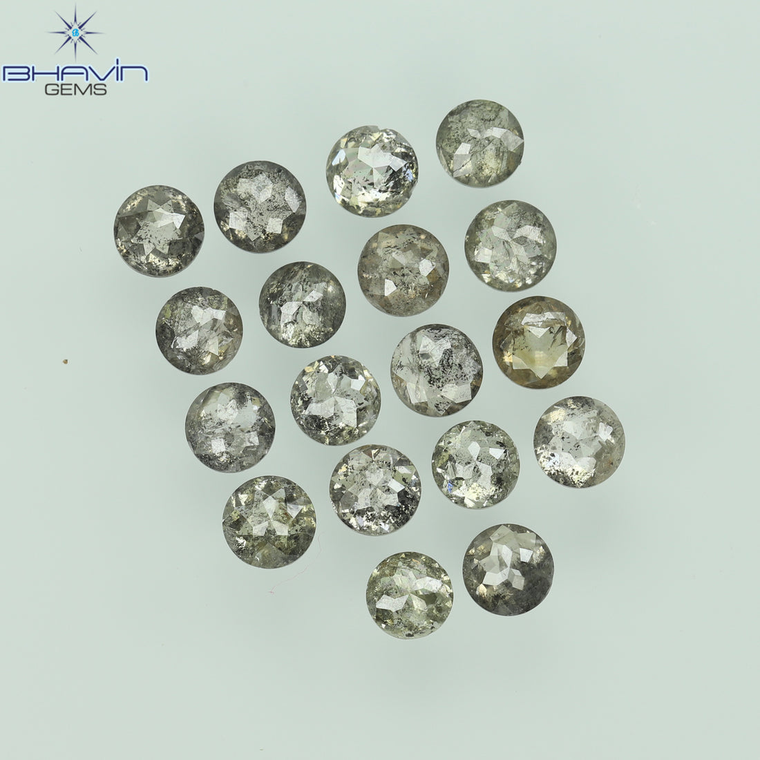 0.55 CT/7 個 ラウンド ローズ カット シェイプ ナチュラル ルース ダイヤモンド ソルト アンド ペッパー カラー I3 クラリティ (3.26 MM)