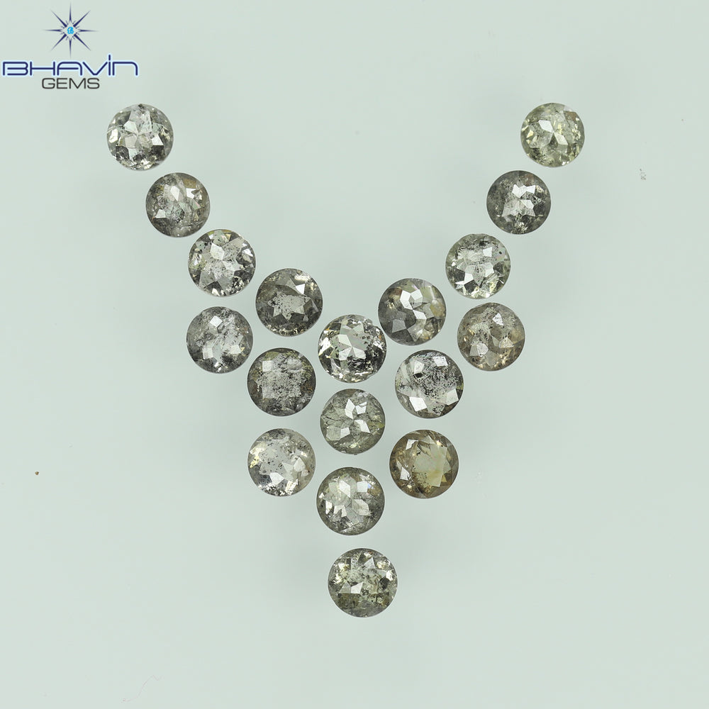2.00 CT/18 Pcs Round Rose Cut Shape Natural Loose Diamond Salt And Pepper Color I3 Clarity (2.90 MM)