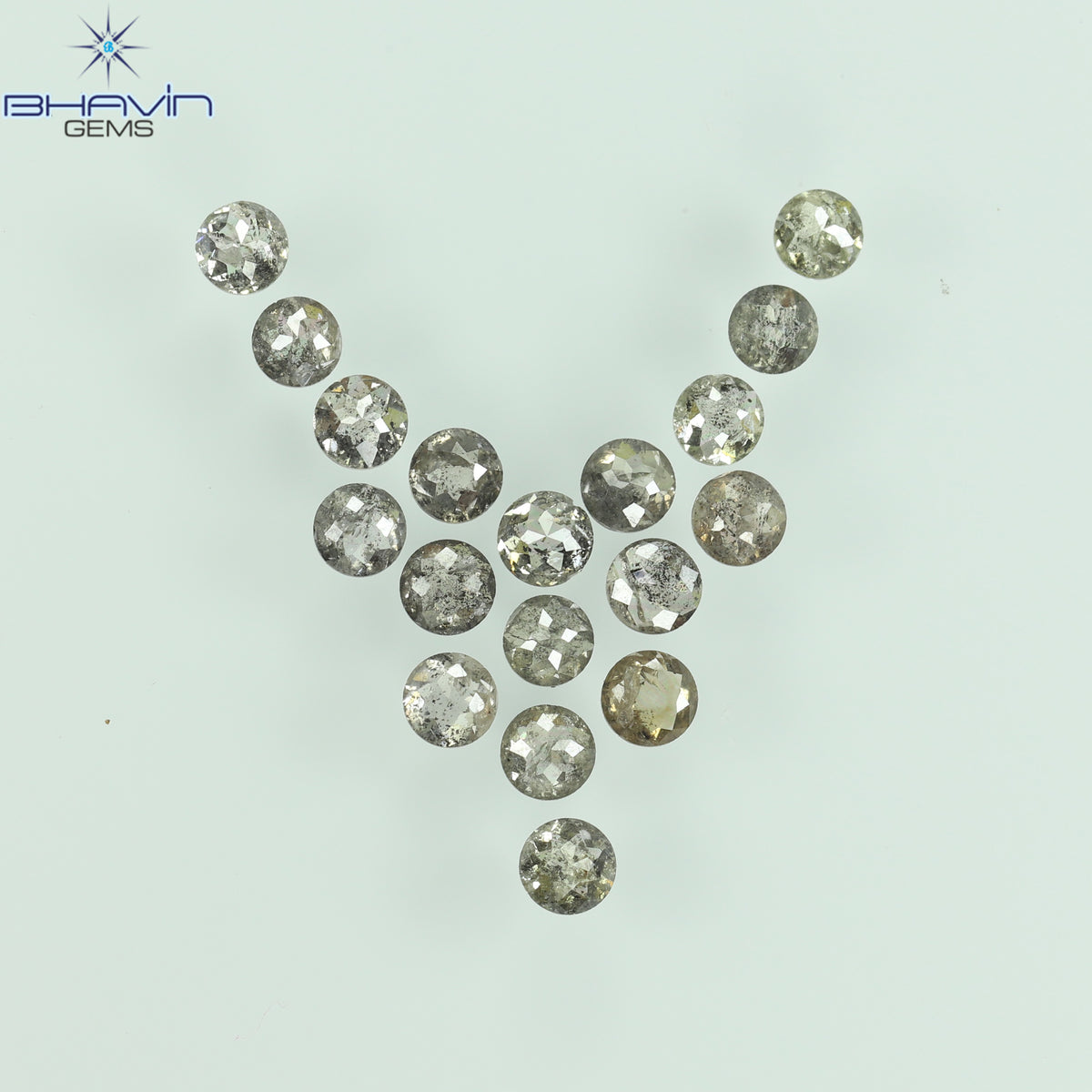 0.55 CT/7 個 ラウンド ローズ カット シェイプ ナチュラル ルース ダイヤモンド ソルト アンド ペッパー カラー I3 クラリティ (3.26 MM)