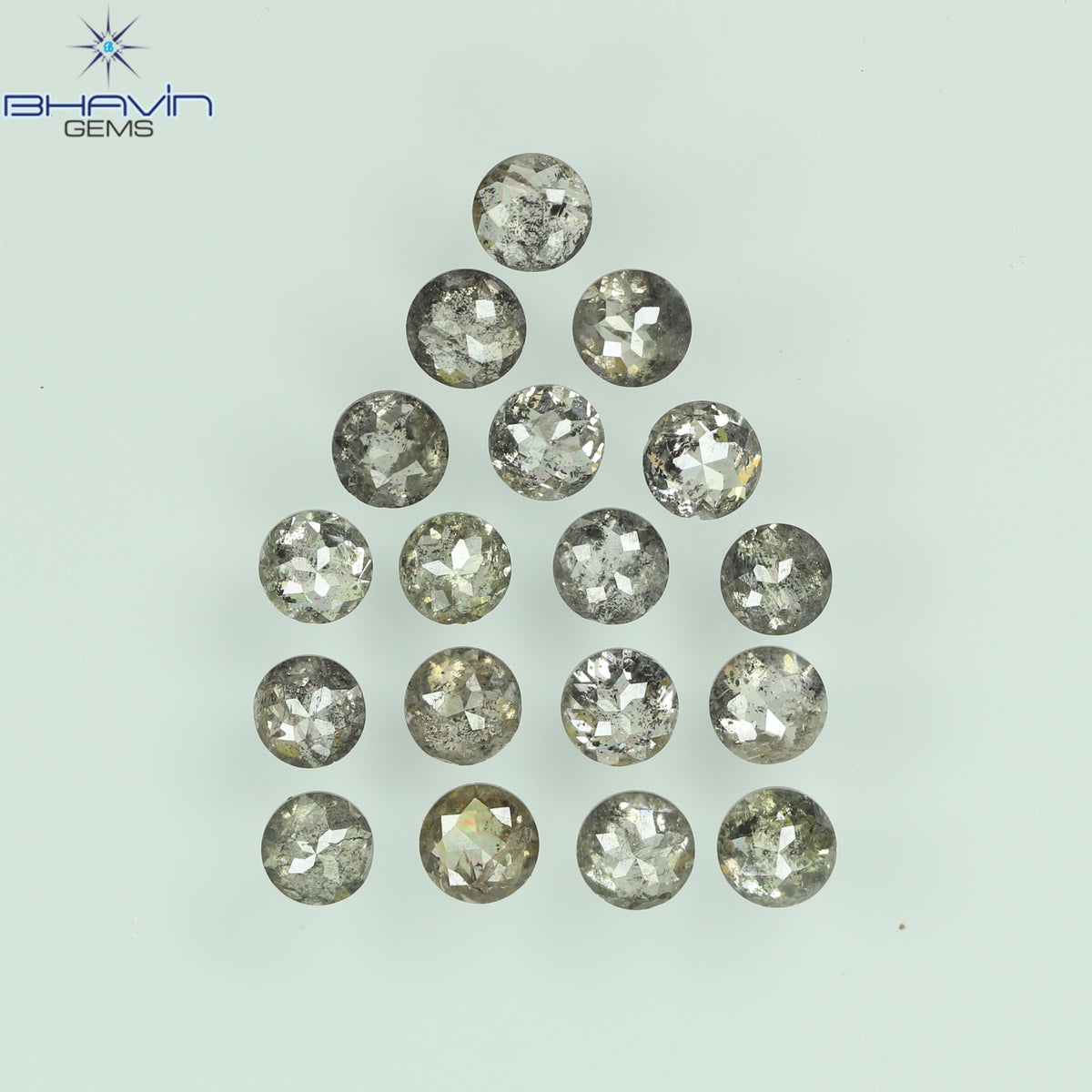 0.55 CT/7 個 ラウンド ローズ カット シェイプ ナチュラル ルース ダイヤモンド ソルト アンド ペッパー カラー I3 クラリティ (3.26 MM)