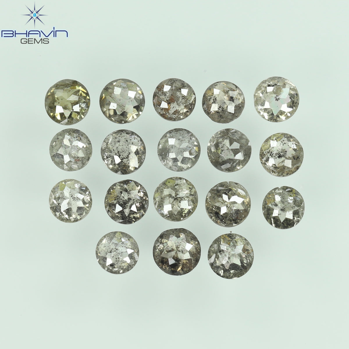 1.64 CT/18 Pcs Natural Round Rose Cut Diamond Salt and Pepper Color Clarity I3 (2.61 MM)