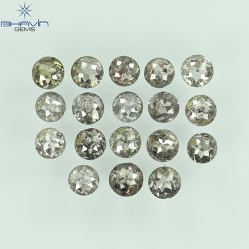 1.64 CT/18 Pcs Natural Round Rose Cut Diamond Salt and Pepper Color Clarity I3 (2.61 MM)