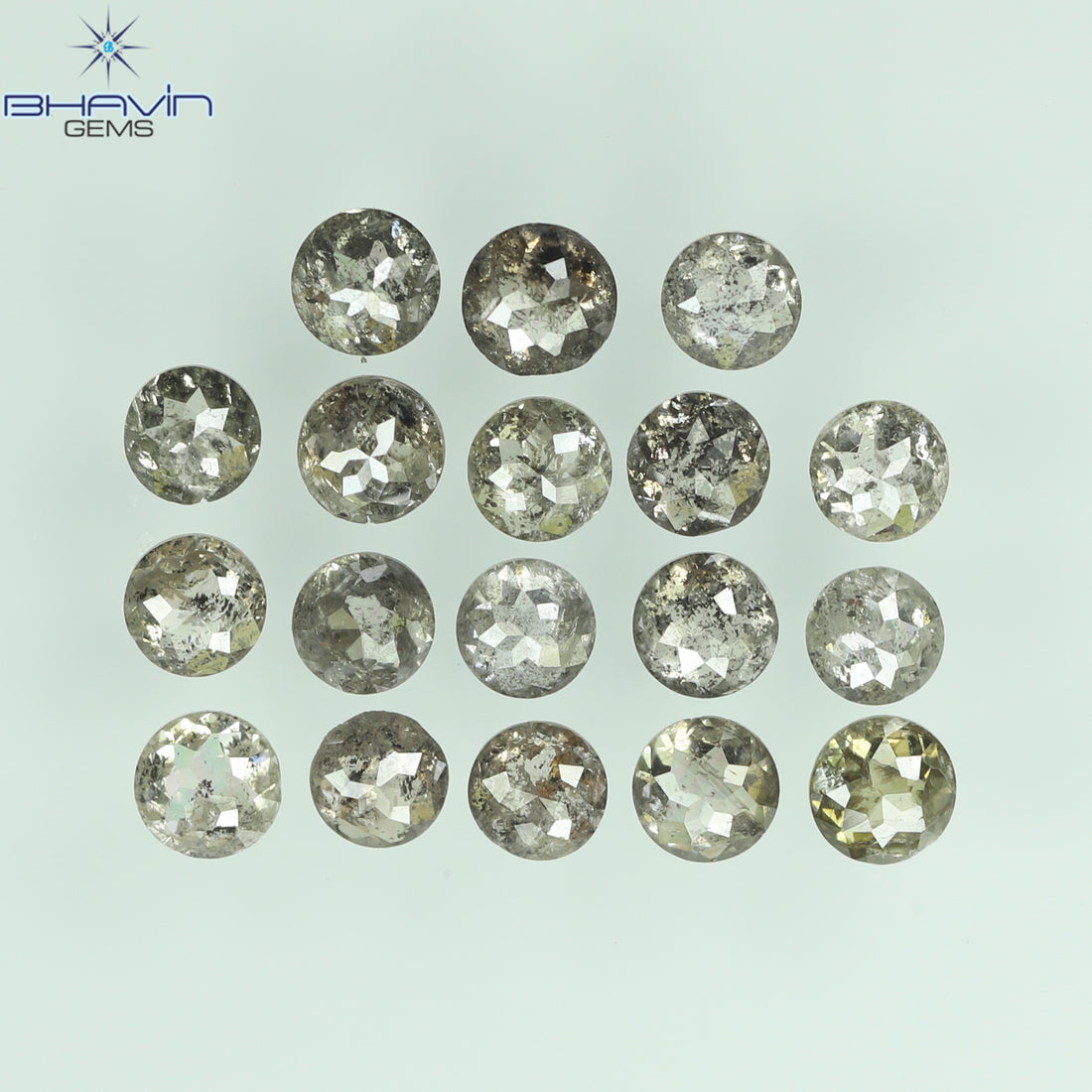0.55 CT/7 個 ラウンド ローズ カット シェイプ ナチュラル ルース ダイヤモンド ソルト アンド ペッパー カラー I3 クラリティ (3.26 MM)