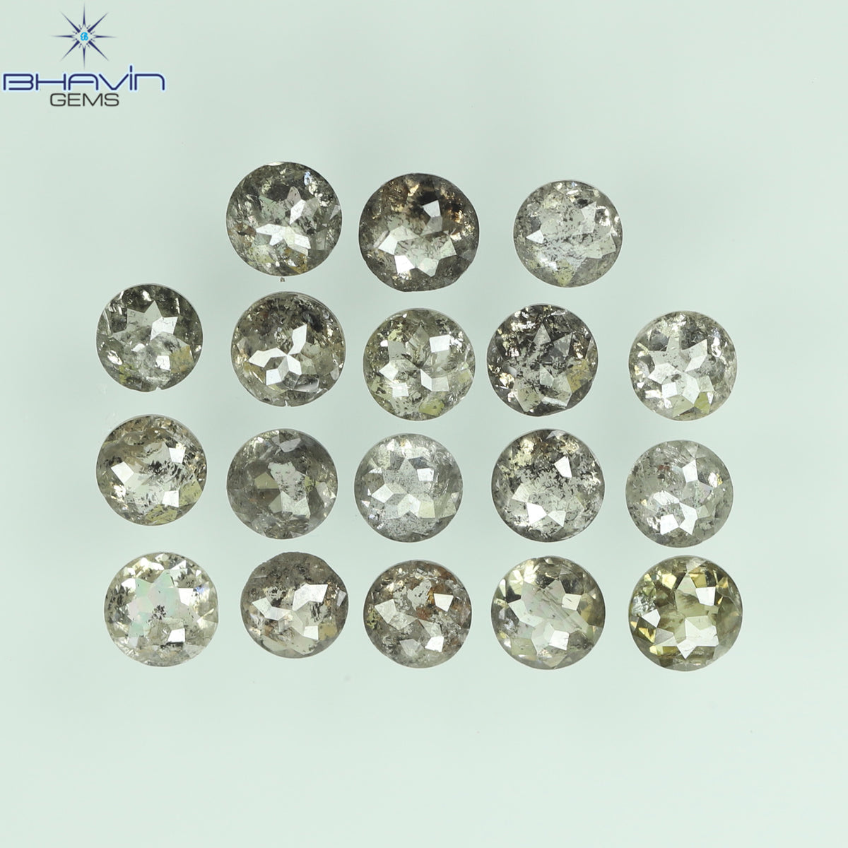 1.64 CT/18 Pcs Natural Round Rose Cut Diamond Salt and Pepper Color Clarity I3 (2.61 MM)