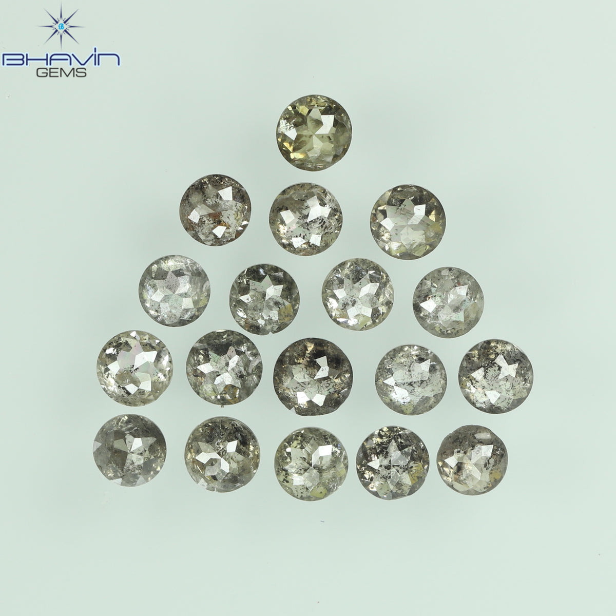 1.64 CT/18 Pcs Natural Round Rose Cut Diamond Salt and Pepper Color Clarity I3 (2.61 MM)