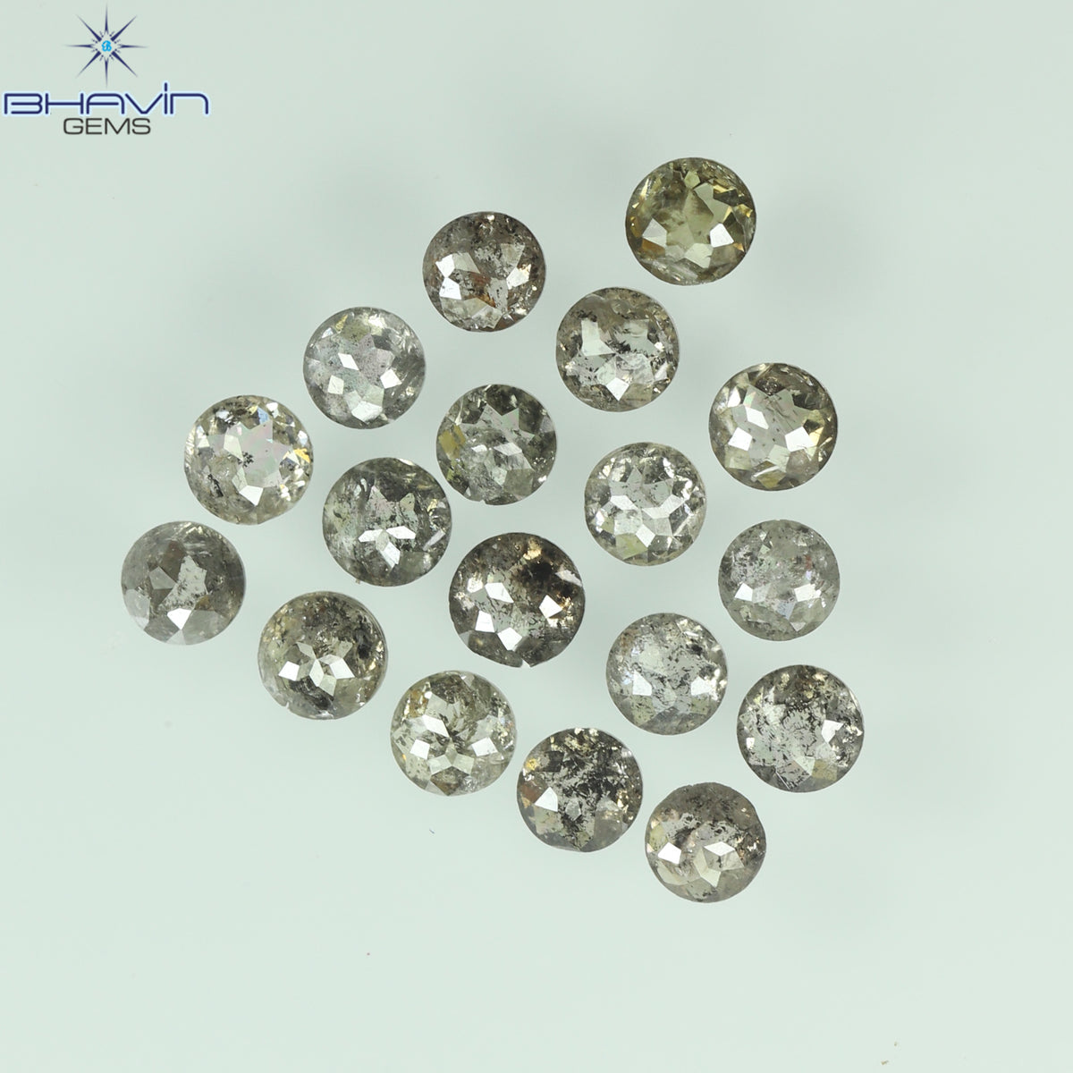 1.64 CT/18 Pcs Natural Round Rose Cut Diamond Salt and Pepper Color Clarity I3 (2.61 MM)