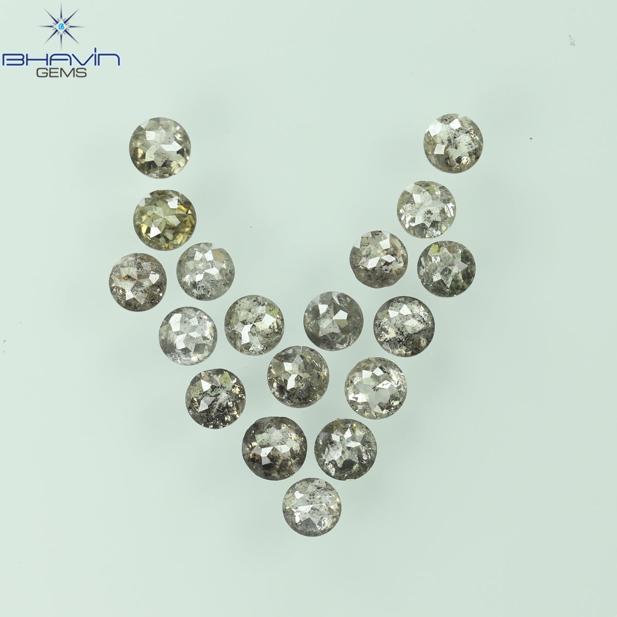 1.64 CT/18 Pcs Natural Round Rose Cut Diamond Salt and Pepper Color Clarity I3 (2.61 MM)