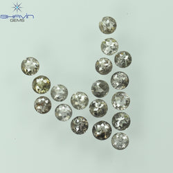 1.64 CT/18 Pcs Round Rose Cut Shape Natural Loose Diamond Salt And Pepper Color I3 Clarity (2.61 MM)