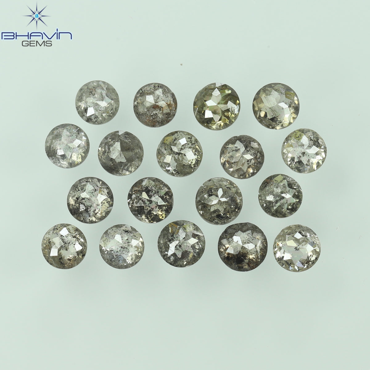 1.64 CT/18 Pcs Natural Round Rose Cut Diamond Salt and Pepper Color Clarity I3 (2.61 MM)