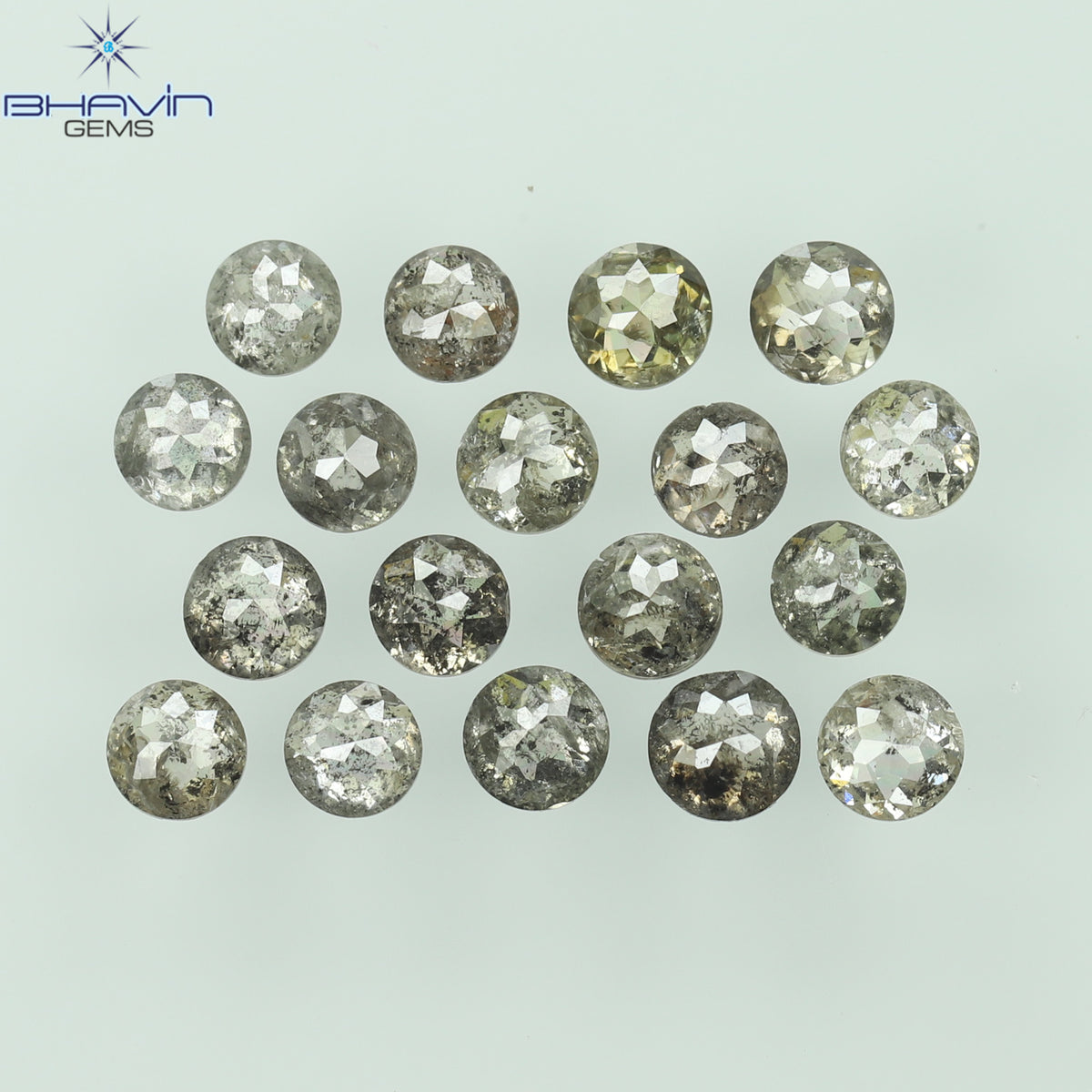 1.64 CT/18 Pcs Natural Round Rose Cut Diamond Salt and Pepper Color Clarity I3 (2.61 MM)