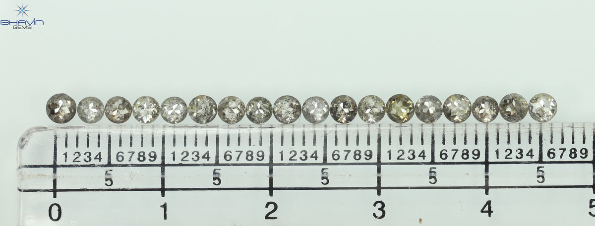 1.64 CT/18 Pcs Natural Round Rose Cut Diamond Salt and Pepper Color Clarity I3 (2.61 MM)