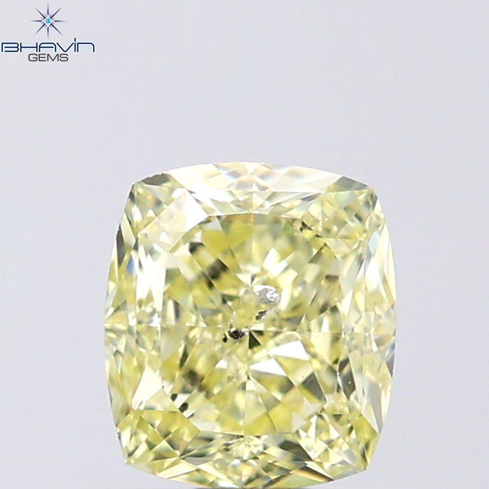 1.02 CT Cushion Shape Natural Diamond Yellow Color SI2 Clarity (5.83 MM)