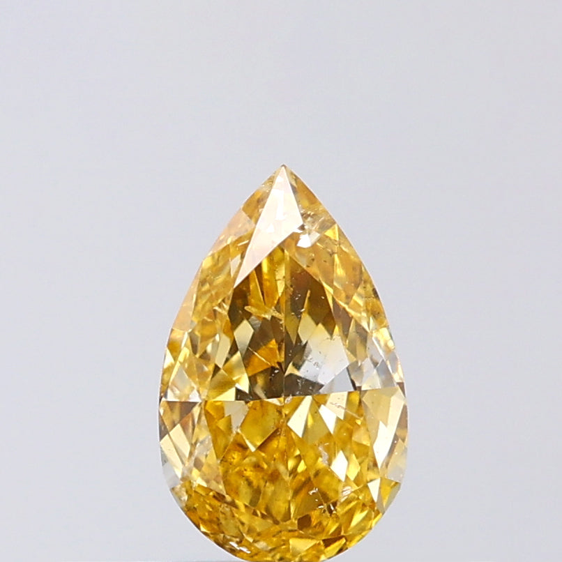0.72 CT Pear Shape Natural Diamond Orange Color SI2 Clarity (7.54 MM)