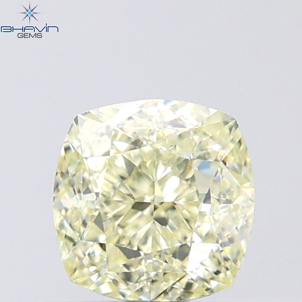 0.90 CT Cushion Shape Natural Diamond Yellow Color VS2 Clarity (5.07 MM)