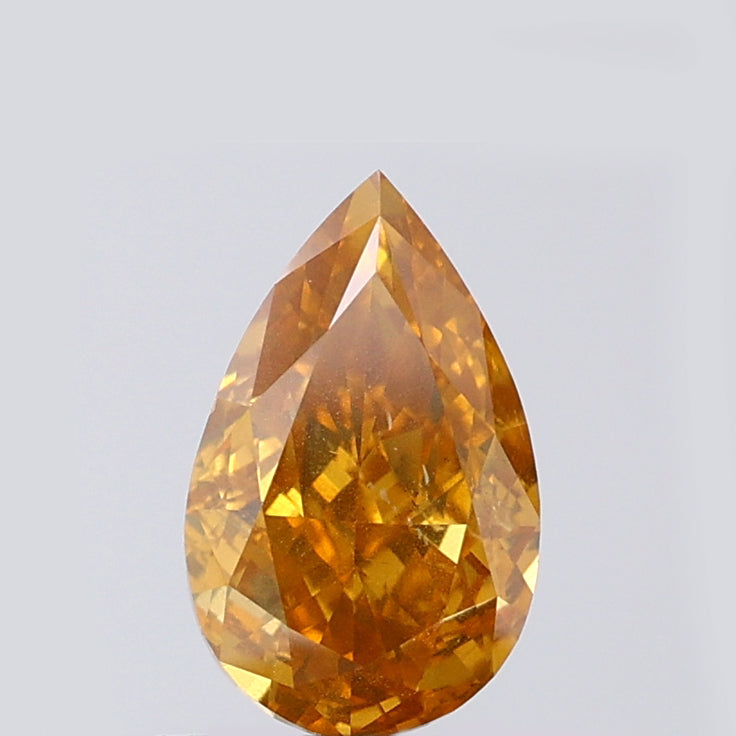 1.03 CT Pear Shape Natural Diamond Orange Color SI1 Clarity (8.13 MM)