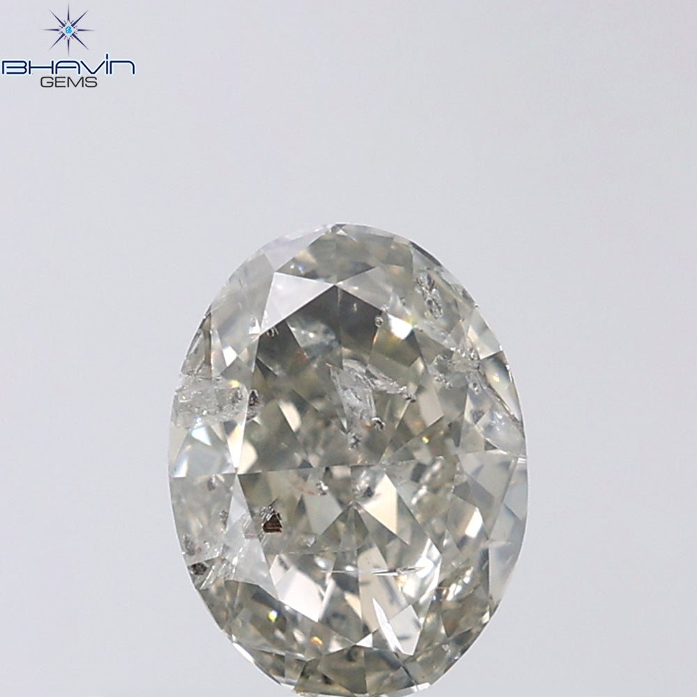 1.06 CT Oval Shape Natural Diamond Grey Color I1 Clarity (7.49 MM)