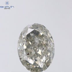 1.06 CT Oval Shape Natural Diamond Grey Color I1 Clarity (7.49 MM)