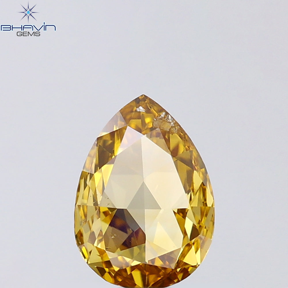 0.81 CT Pear Shape Natural Diamond Orange Color VS2 Clarity (7.81 MM)