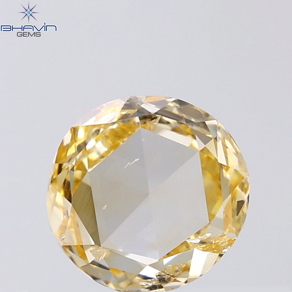 0.93 CT Round Rose Cut Natural Diamond Orange Color SI2 Clarity (6.43 MM)