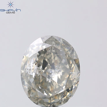 1.02 CT Oval Shape Natural Diamond Grey Color I2 Clarity (6.91 MM)