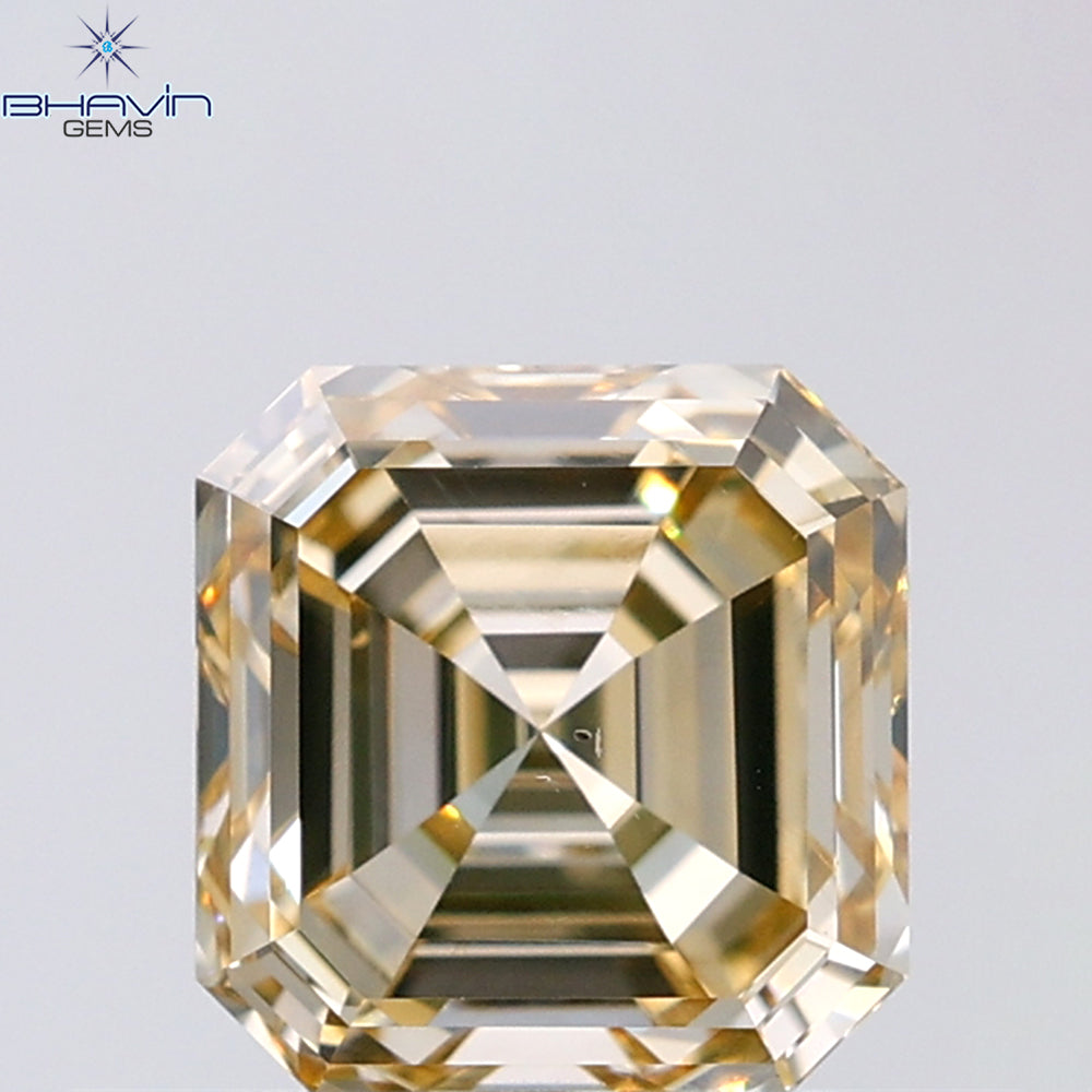 1.53 CT Asscher Shape Natural Diamond Orange Color VS2 Clarity (6.29 MM)