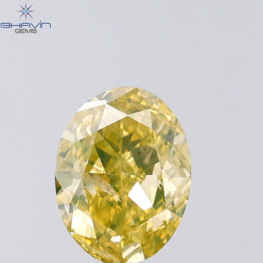1.01 CT Oval Shape Natural Diamond Green Yellow Color SI2 Clarity (7.02 MM)