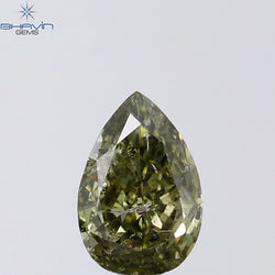 1.01 CT Pear Shape Natural Diamond Green (Chameleon) Color I2 Clarity (8.00 MM)