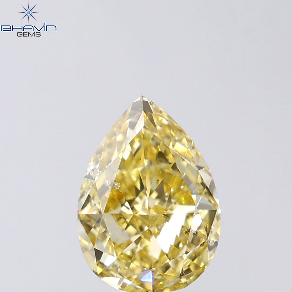 1.10 CT Pear Shape Natural Diamond Orange Color SI2 Clarity (7.79 MM)